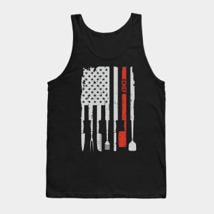 Vintage Chef Cook Culinary Knife Knives American Flag Tank Top